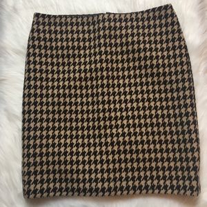 Talbots Wool Blend Brown & Tan Houndstooth Skirt 8